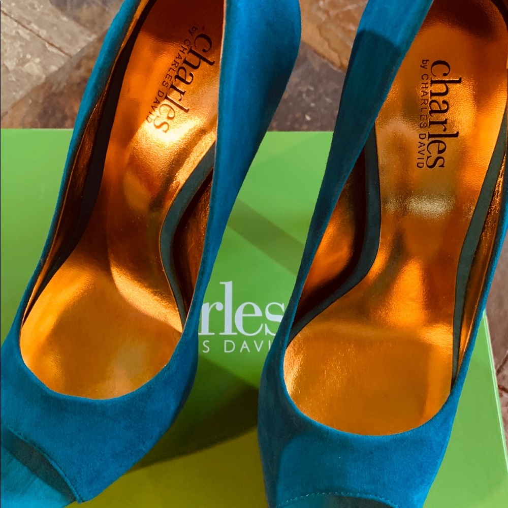 Charles David turquoise suede shoes